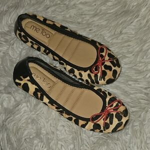 Me Too Animal Print Flats with Red Accent